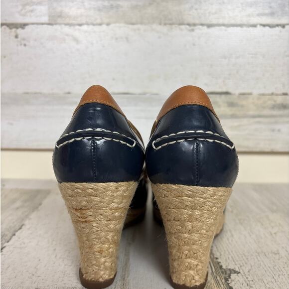 Milly for Sperry Top-Sider Women’s 9.5 Blue Leather Espadrille Wedge Sandals - Picture 4 of 9